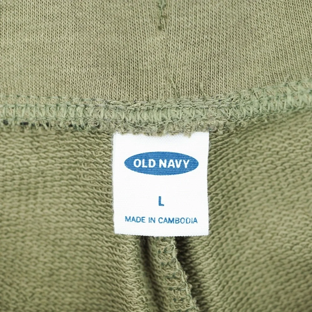 New OLD NAVY Size L French-Terry Drawstring Shorts for Women in Olive